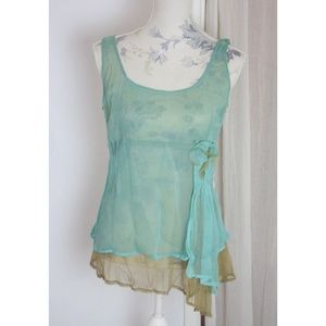 Sleeveless Silk Layered Top by Magazine - M